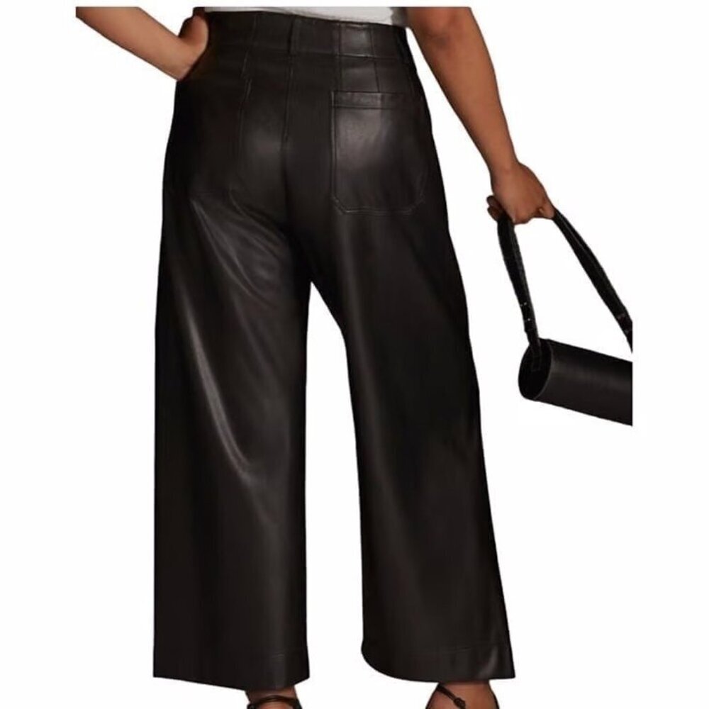 NWT Size 24W - The Colette Faux-Leather Crop Wide-Leg Pants Maeve (NWT US$ 148) - Picture 4 of 16